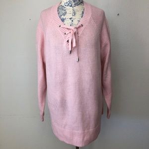 NWT Avenue Pink Lace-Up Sweater Size 14/16